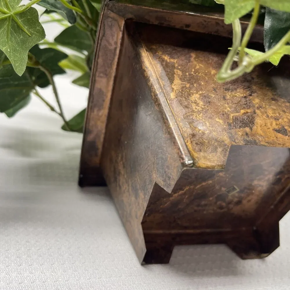 Artificial Indoor Mixed Plants Faux Copper Square Planter Pot 13